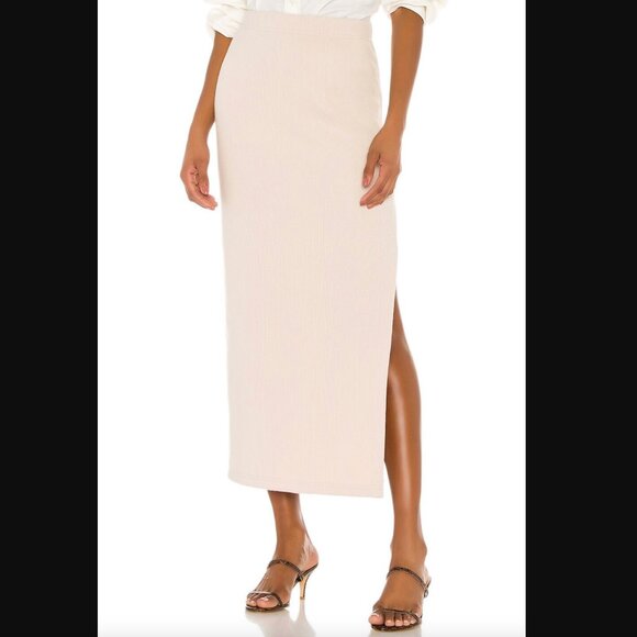 L'Academie Mia Knit Midi Maxi Skirt in Cream with Side Slit Size Small - Picture 12 of 12